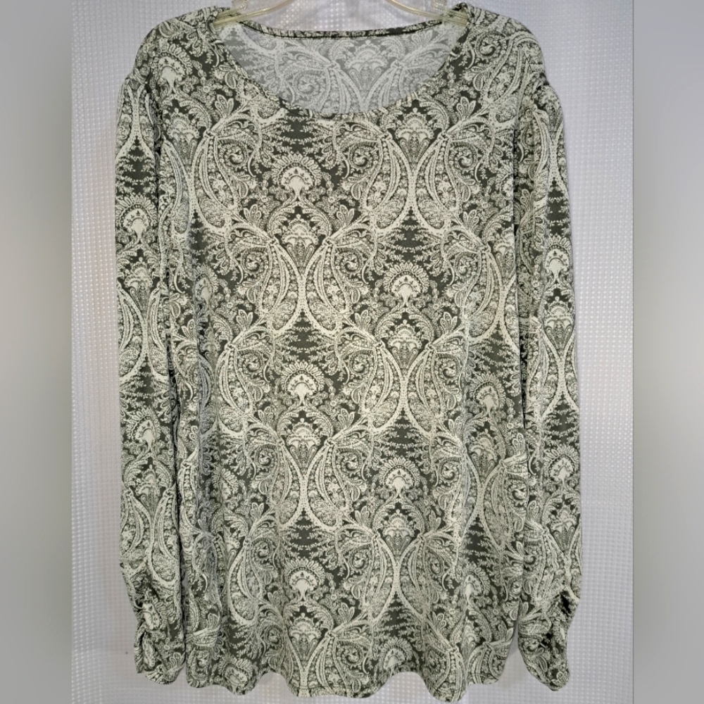 Long Sleeve Spandex Blend Top, Sz 1X